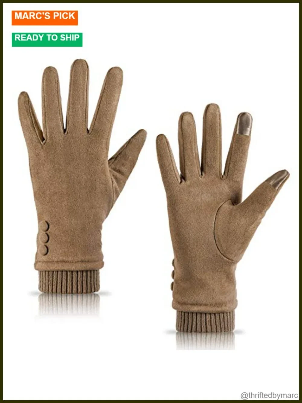 Suede Fleece Lined Touch Screen Winter Gloves